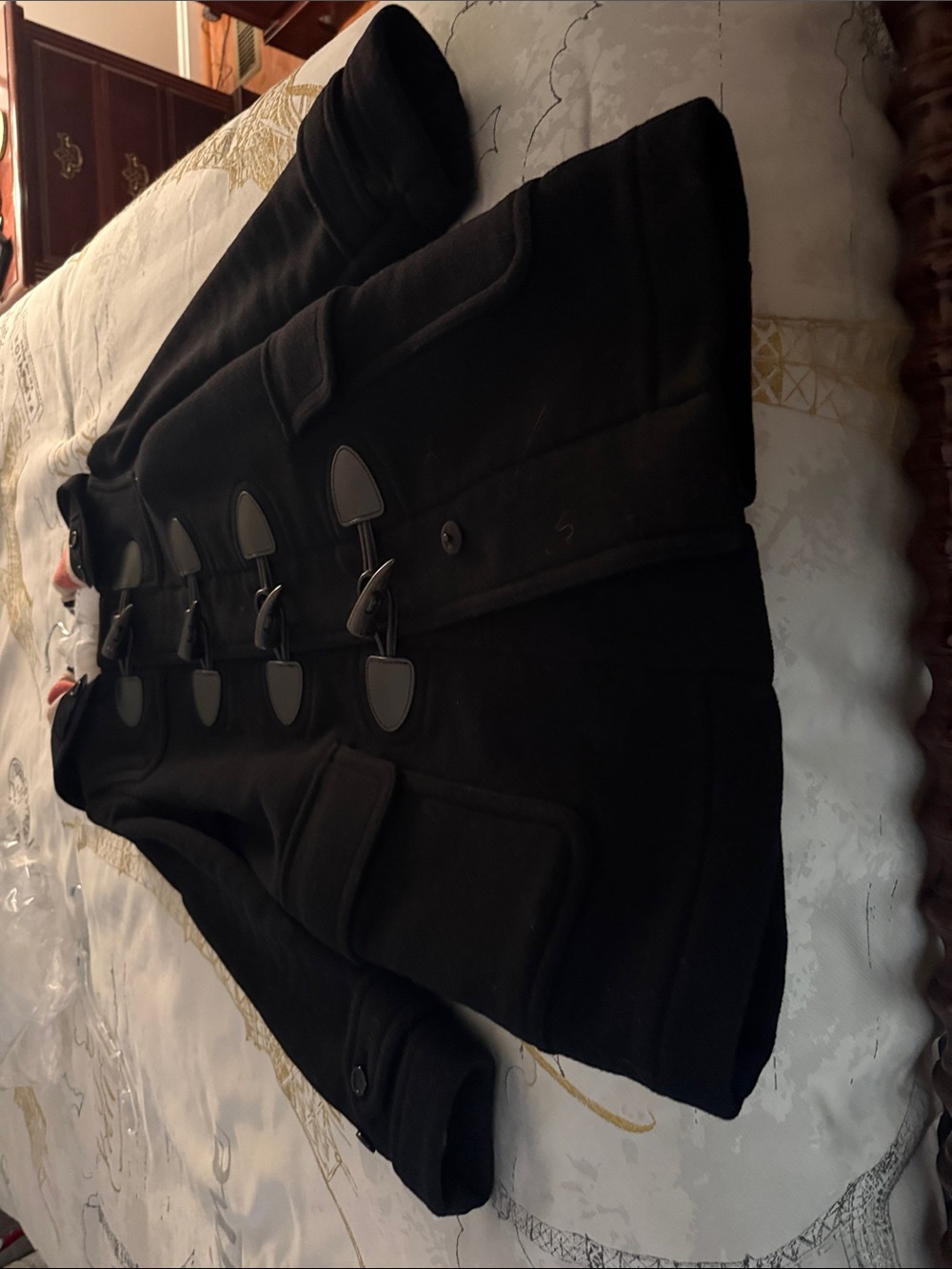 Burberry Black Toggle Pea Coat